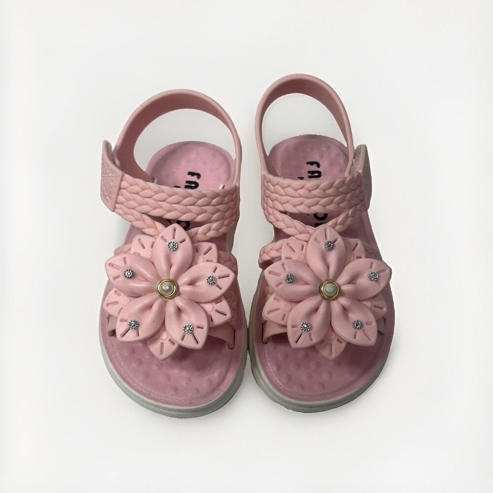 Girl Toddler Sandal Size 24 (toddler 7) Pastel Pink With Flower